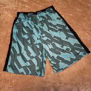Nike Men's Teal and Black Athletic Shorts
